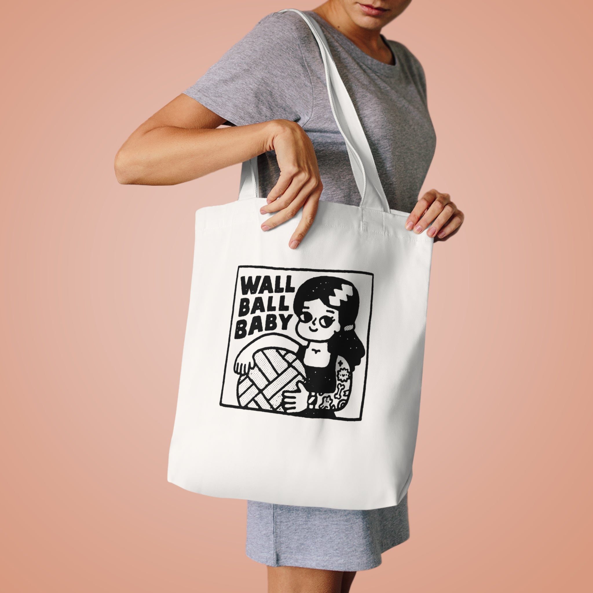 Wall Ball Baby Graphic Cotton Tote
